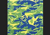 Andy Warhol Canvas Paintings - Camouflage green blue yellow